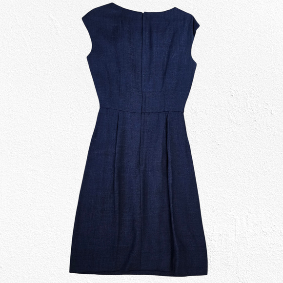 1950s Vintage Adele Simpson Navy Tweed Cape Dress – Union Made Size 6 USA - Picture 10 of 16